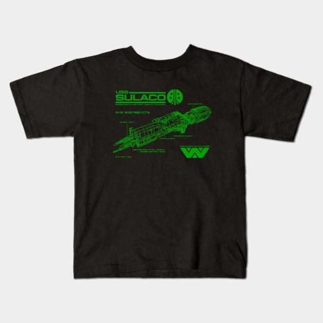 Sulaco Schematics GR Kids T-Shirt by PopCultureShirts